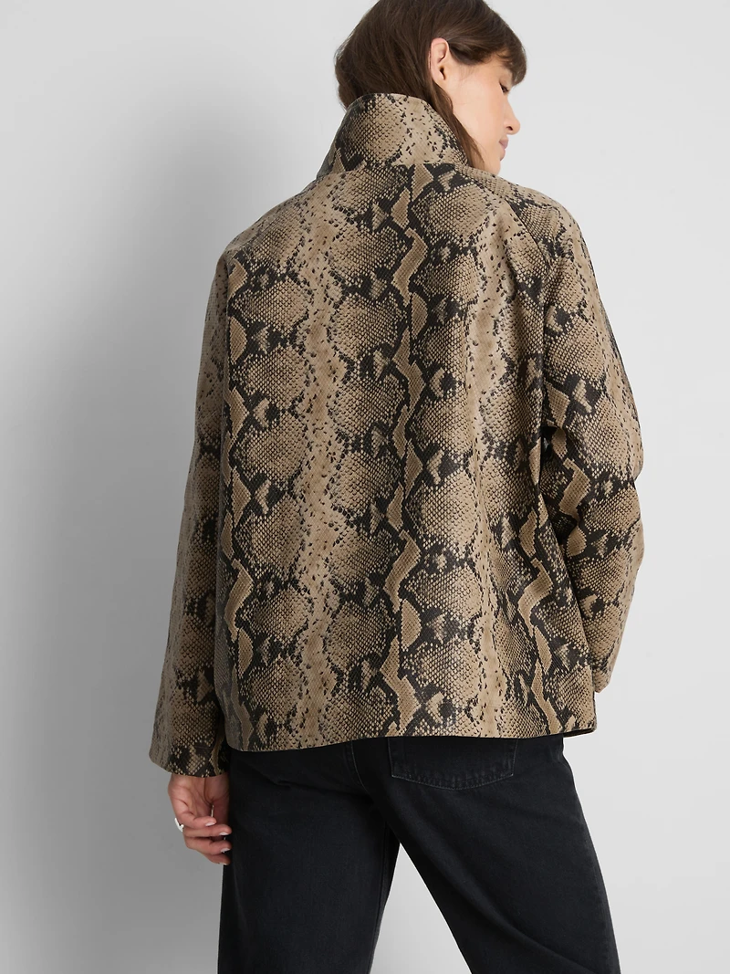 Paula Echevarría Faux Leather Funnel Neck Jacket