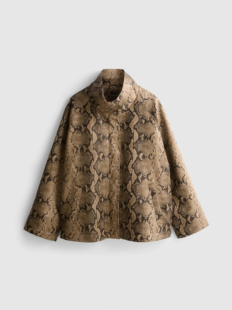 Paula Echevarría Faux Leather Funnel Neck Jacket
