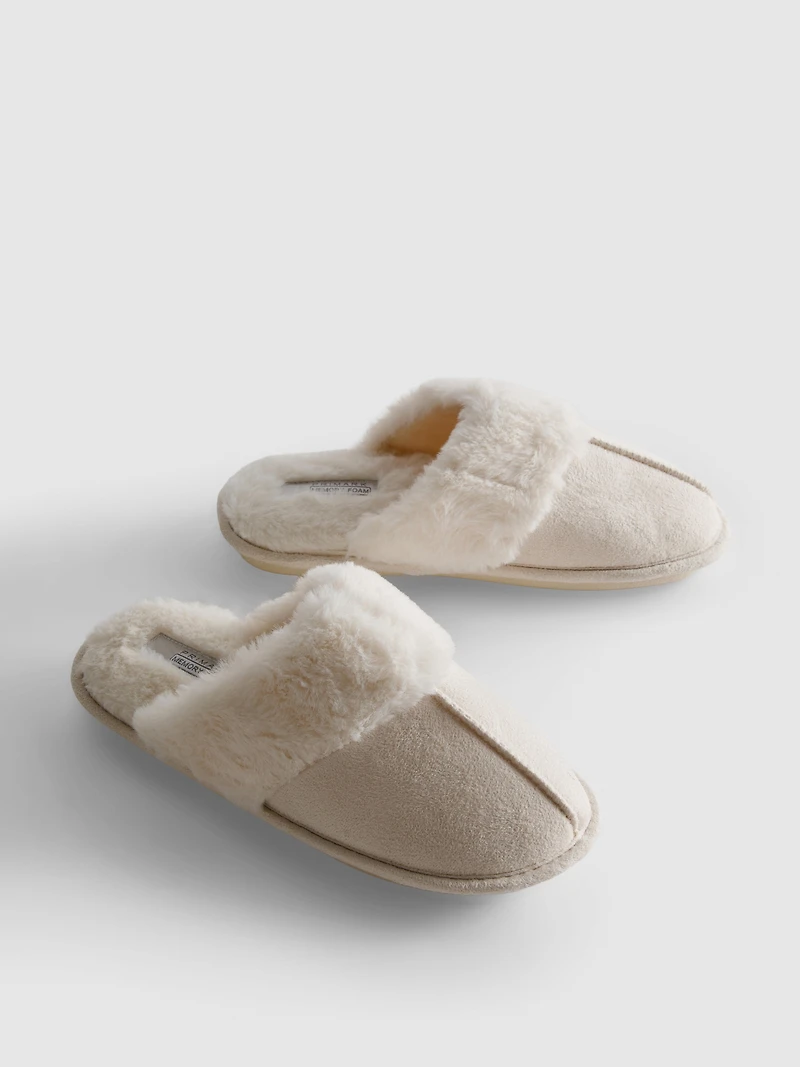 Faux Suede Mule Slippers