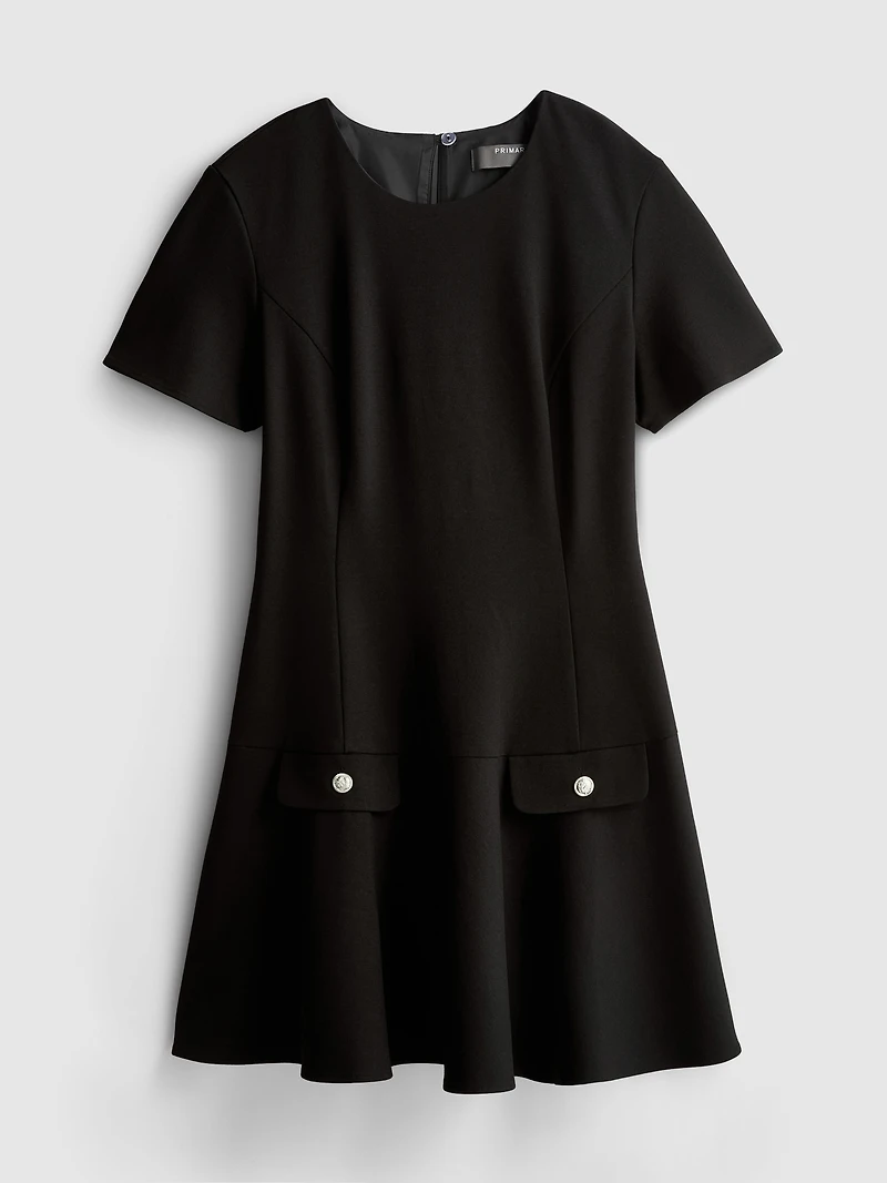 Dropped-Hem Ponte Mini Dress
