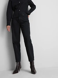 Cotton Denim Cropped Hem Jeans