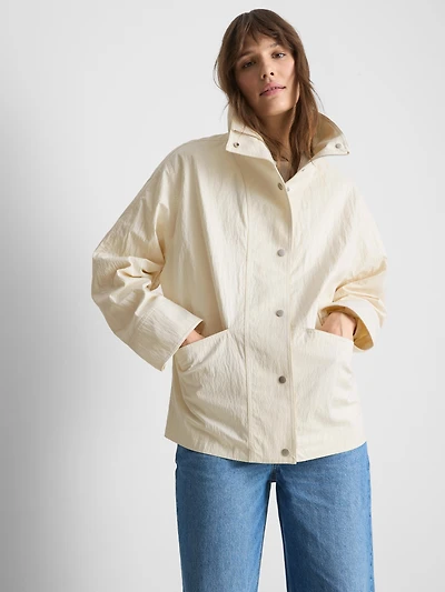 Paula Echevarría Crinkled Relaxed Funnel Neck Jacket