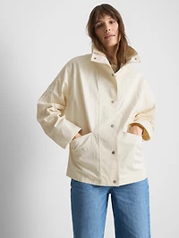 Paula Echevarría Crinkled Relaxed Funnel Neck Jacket