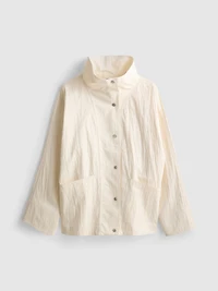 Paula Echevarría Crinkled Relaxed Funnel Neck Jacket