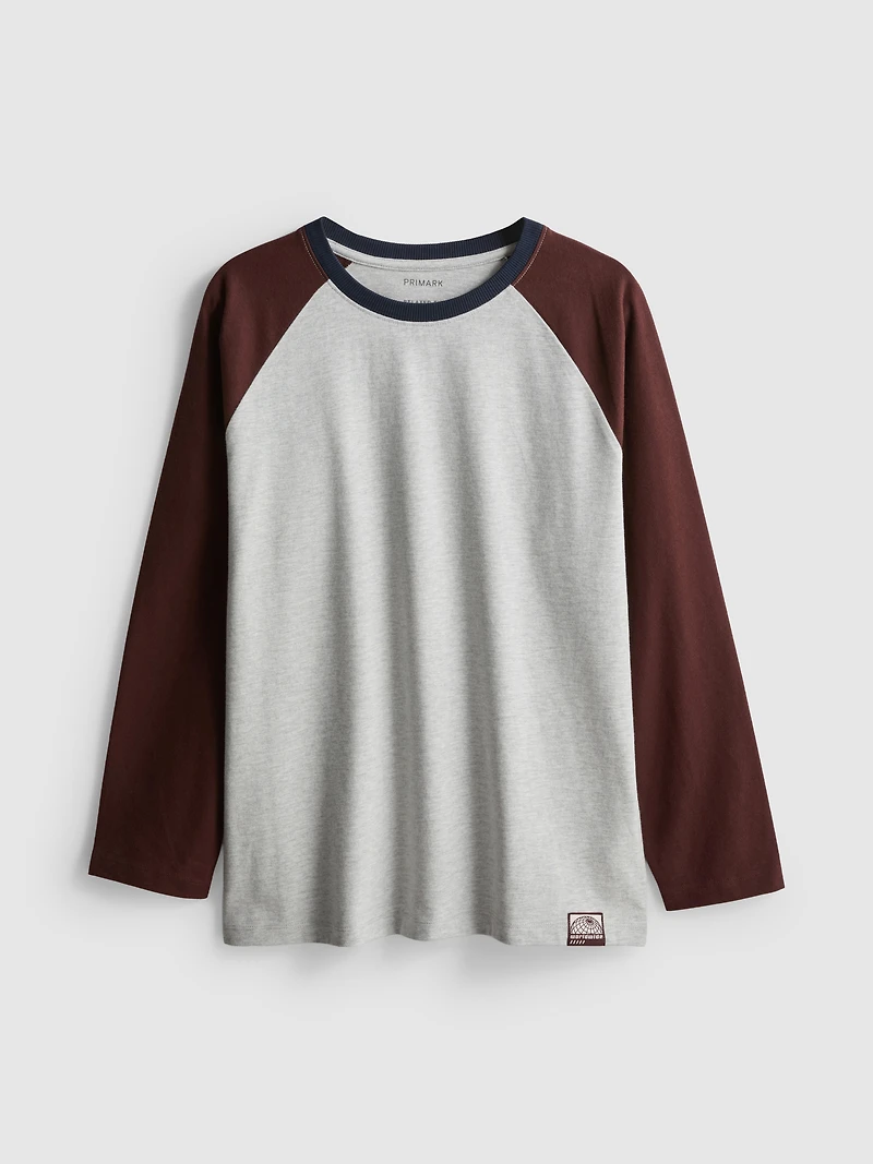7-15yrs | Pure Cotton Raglan Long Sleeve T-Shirt
