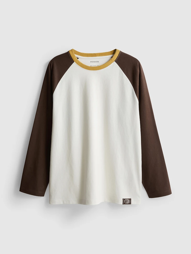 7-15yrs | Pure Cotton Raglan Long Sleeve T-Shirt