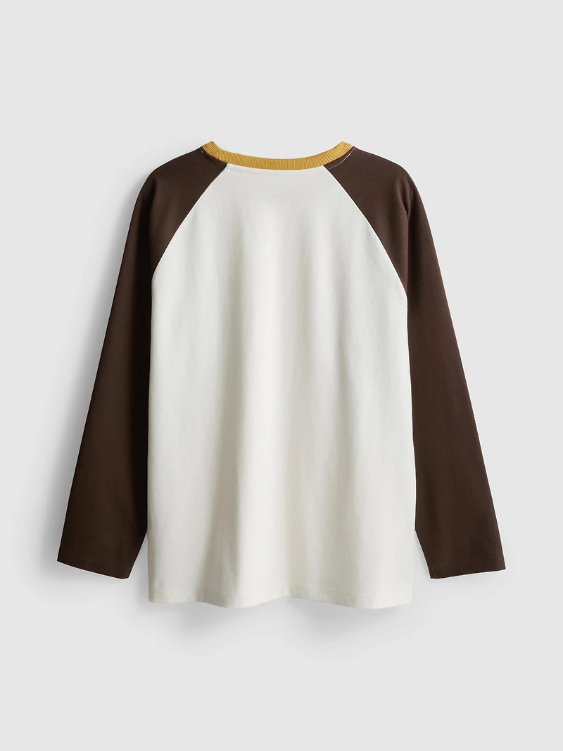 7-15yrs | Pure Cotton Raglan Long Sleeve T-Shirt