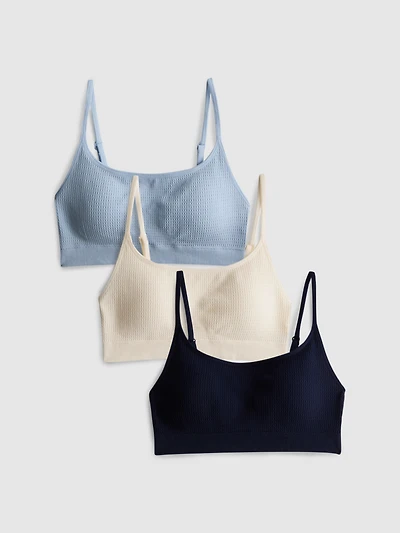 3pk Seamless Jacquard Crop Tops