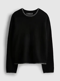 Knitted Stitch-Detail Crewneck Sweater