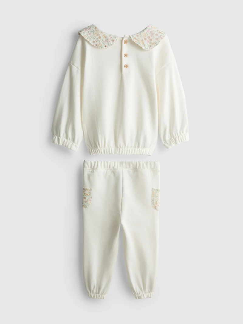0-18mths | Pure Cotton Collared Sweatshirt and Joggers Newborn Set