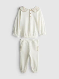 0-18mths | Pure Cotton Collared Sweatshirt and Joggers Newborn Set