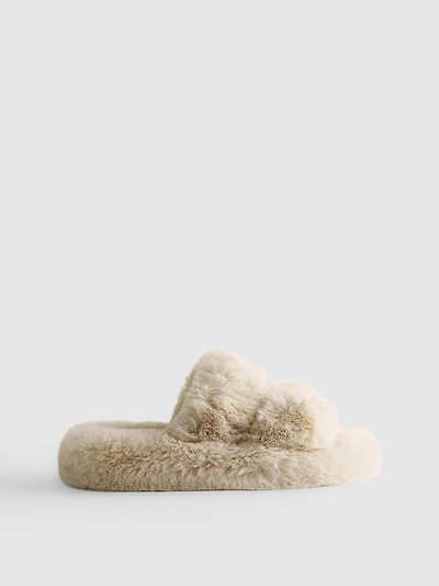 Double Strap Fluffy Slippers