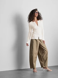 Ribbed Round Neck Cardigan