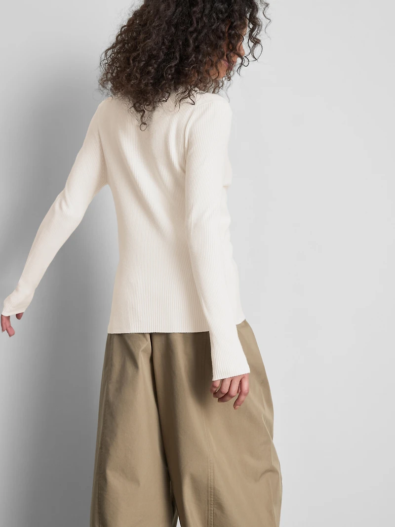 Ribbed Round Neck Cardigan