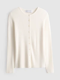 Ribbed Round Neck Cardigan