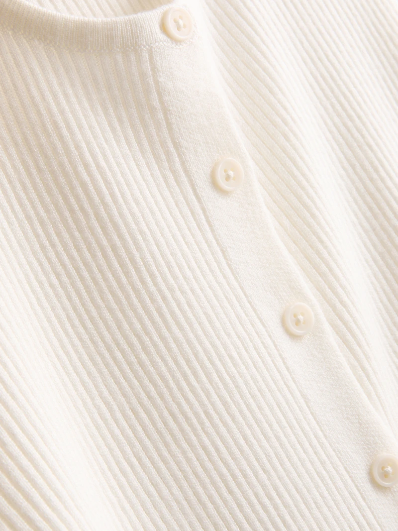 Ribbed Round Neck Cardigan
