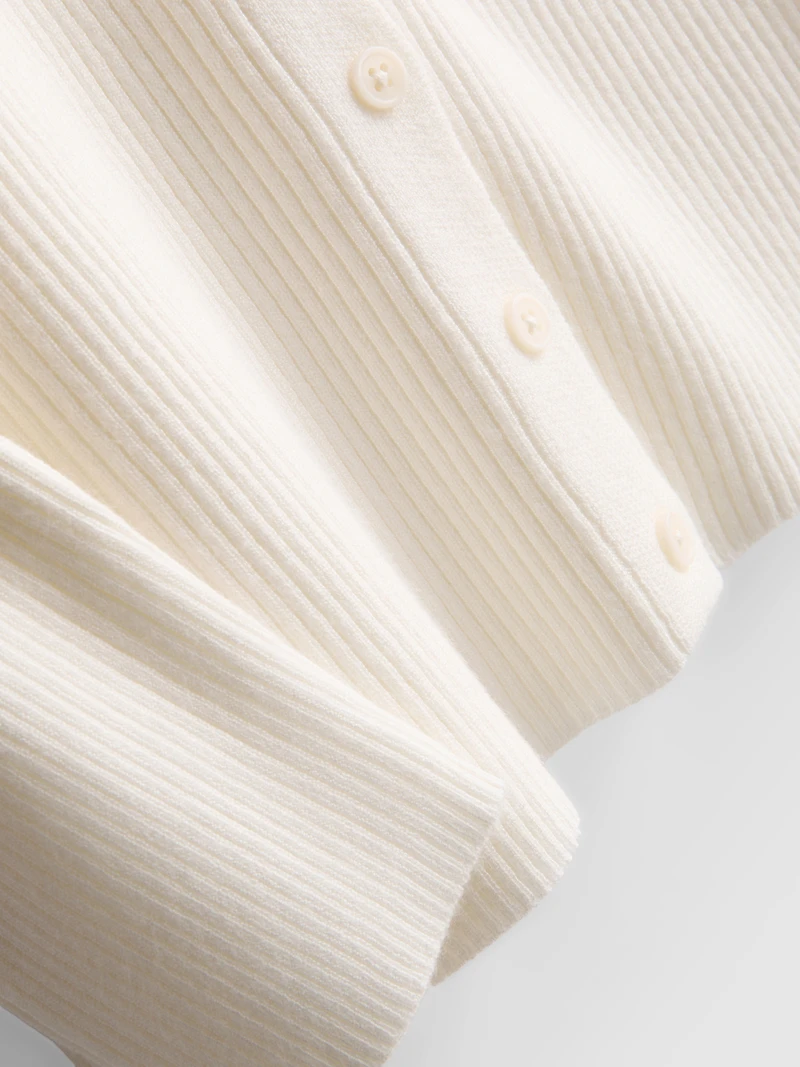 Ribbed Round Neck Cardigan