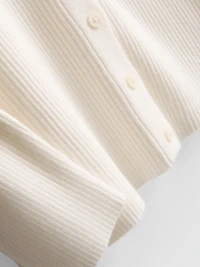Ribbed Round Neck Cardigan
