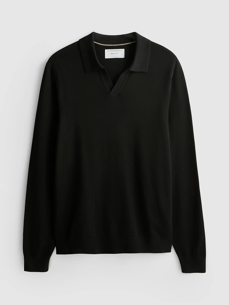 Knitted Long-Sleeve Polo Shirt