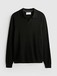 Knitted Long-Sleeve Polo Shirt