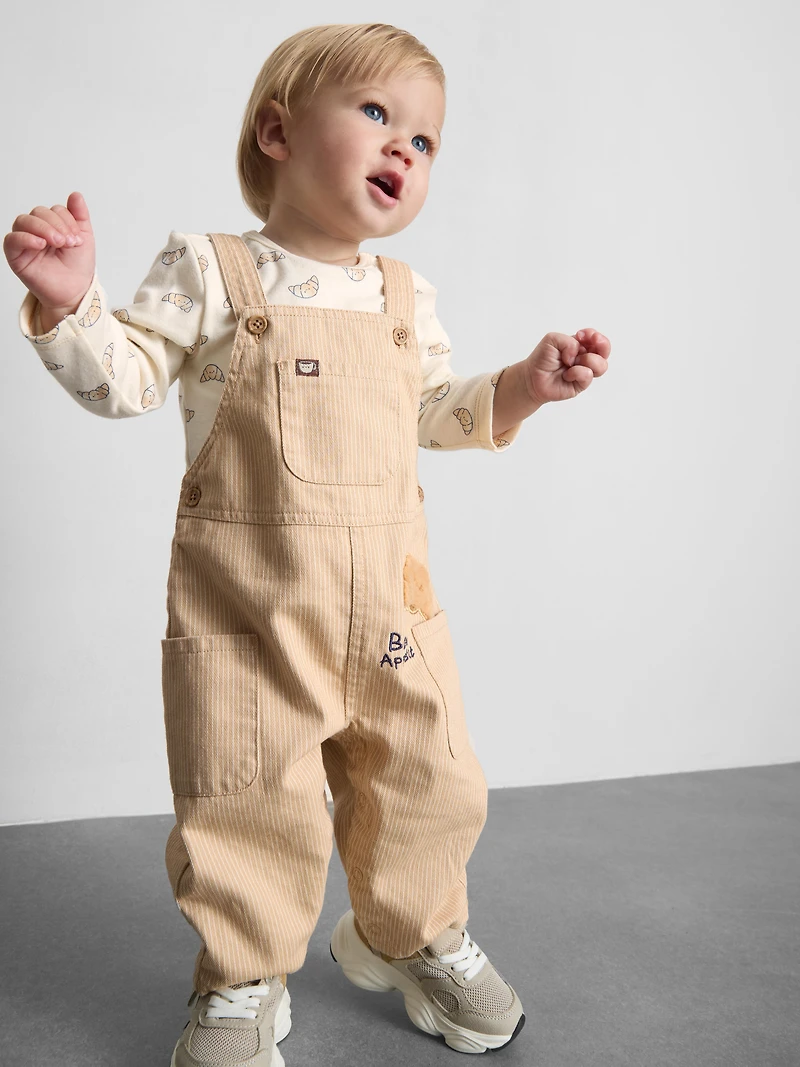 0-18mths | Croissant Graphic Onesie and Overalls Newborn Set