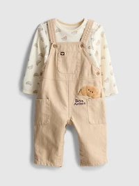0-18mths | Croissant Graphic Onesie and Overalls Newborn Set