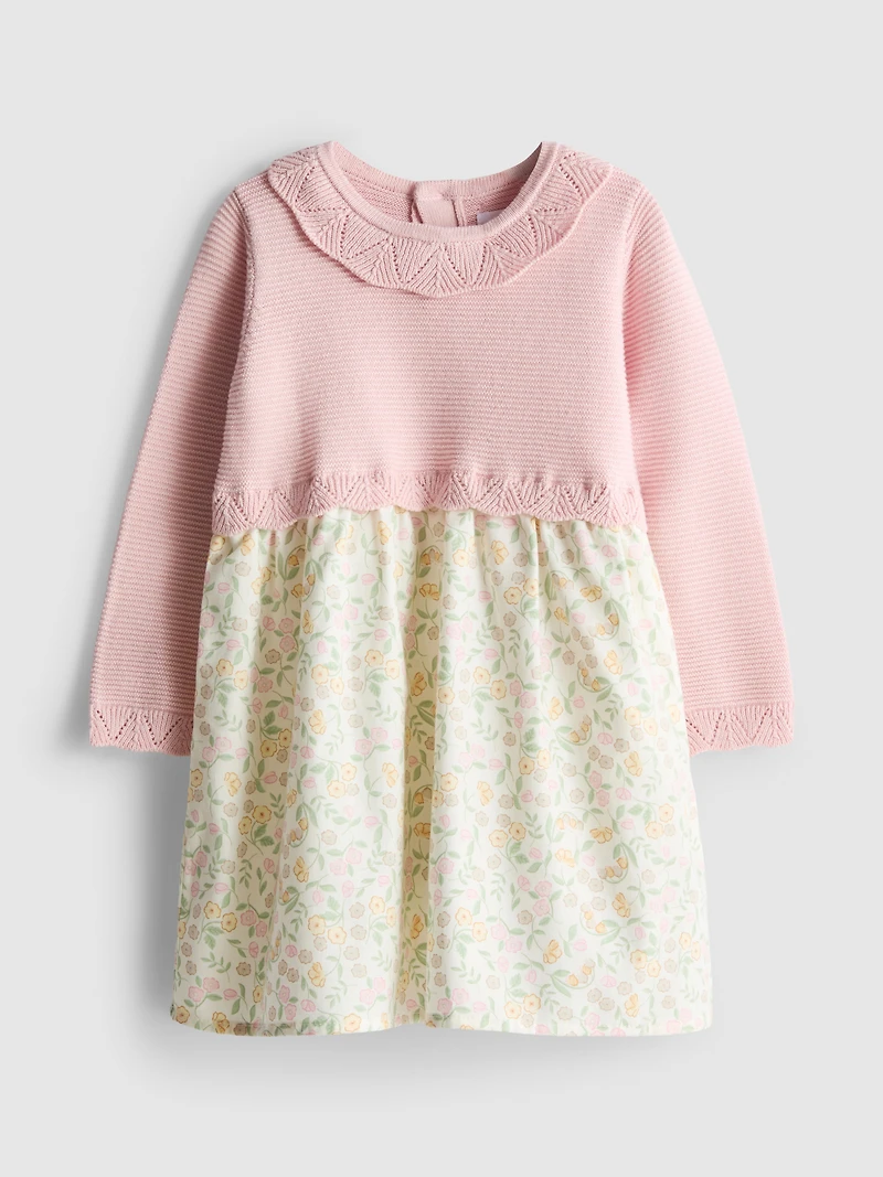 0-18mths | Pure Cotton Newborn Cardigan Smock Dress