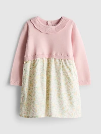 0-18mths | Pure Cotton Newborn Cardigan Smock Dress
