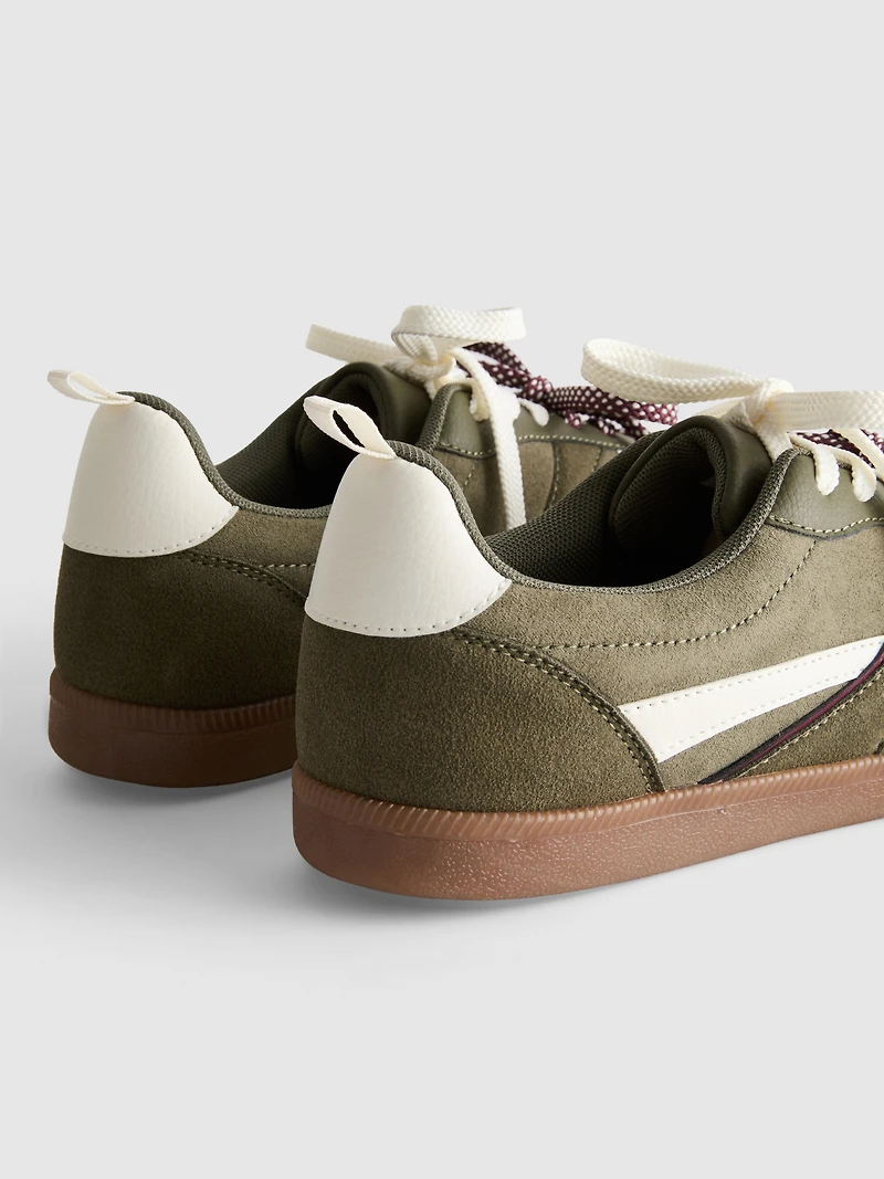 Retro Paneled Lace-Up Sneakers