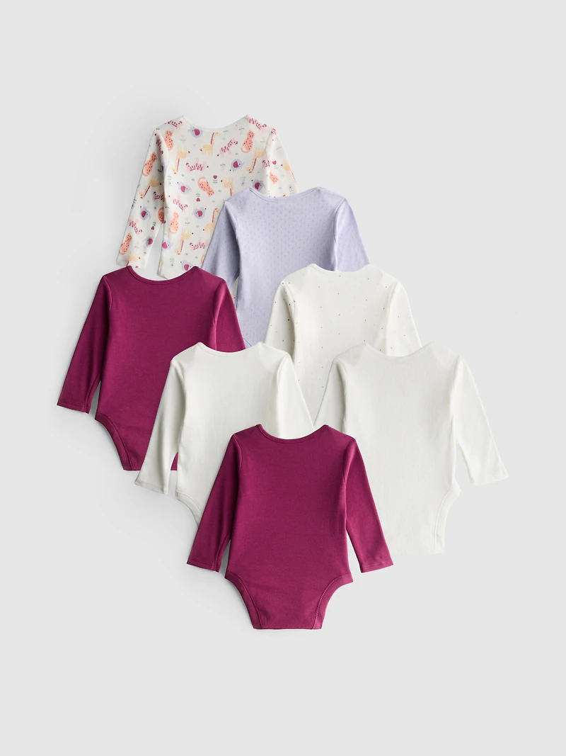 0-36mths | 7pk Long Sleeve Bodysuits