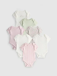 0-36mths | 7pk Pure Cotton Short-Sleeve Bodysuits