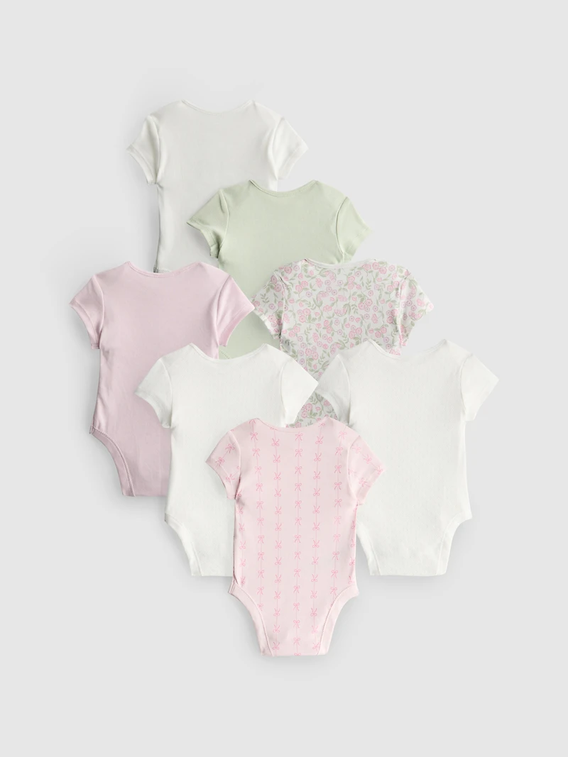 0-36mths | 7pk Pure Cotton Short-Sleeve Bodysuits