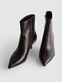 Faux Leather Pointed Kitten Ankle Boot
