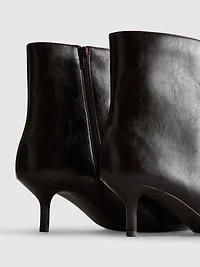 Faux Leather Pointed Kitten Ankle Boot