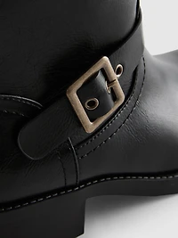 Faux Leather Biker Boots