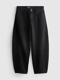 Cotton Denim Barrel-Leg Jeans
