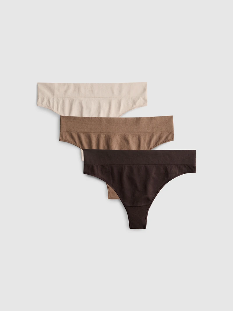 3pk Seamless Neutral Thongs