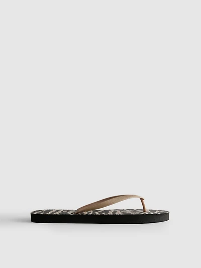 Zebra Print Flip Flops
