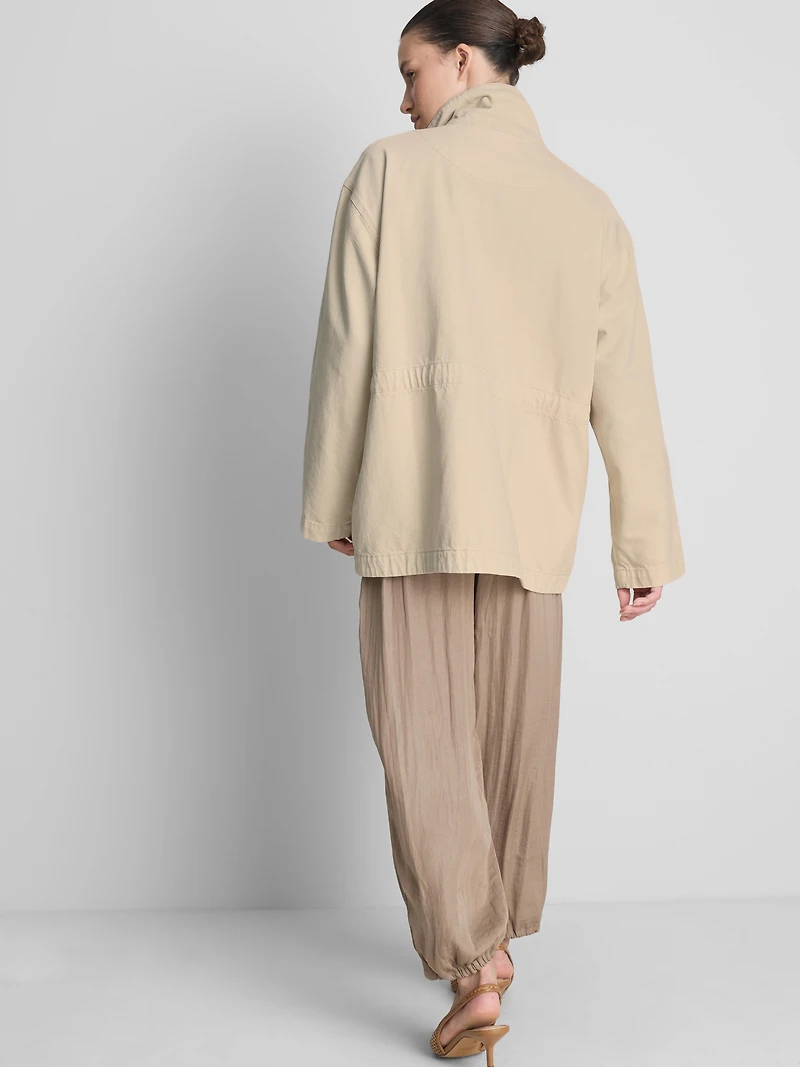 Cotton Canvas High-Neck Jacket