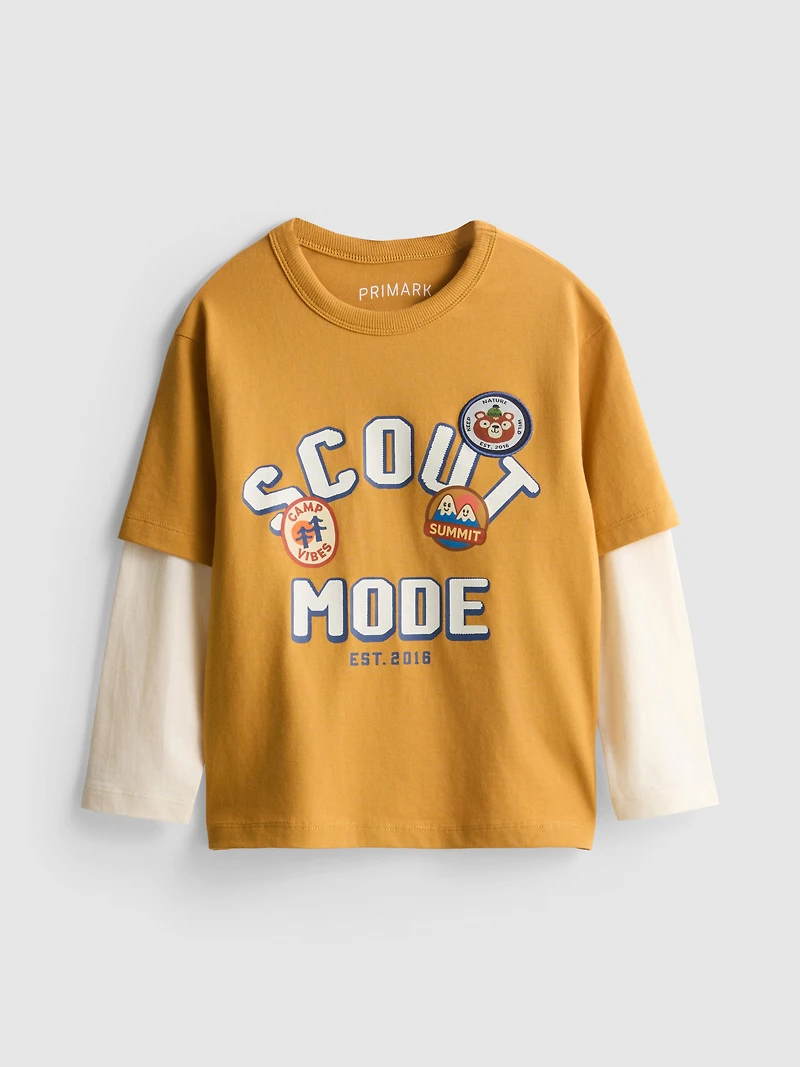 1-9yrs | Pure Cotton Layered Long Sleeve T-Shirt