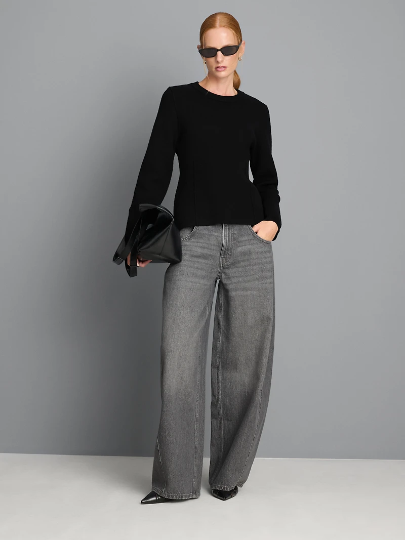 Seam-Detail Knitted Sweater