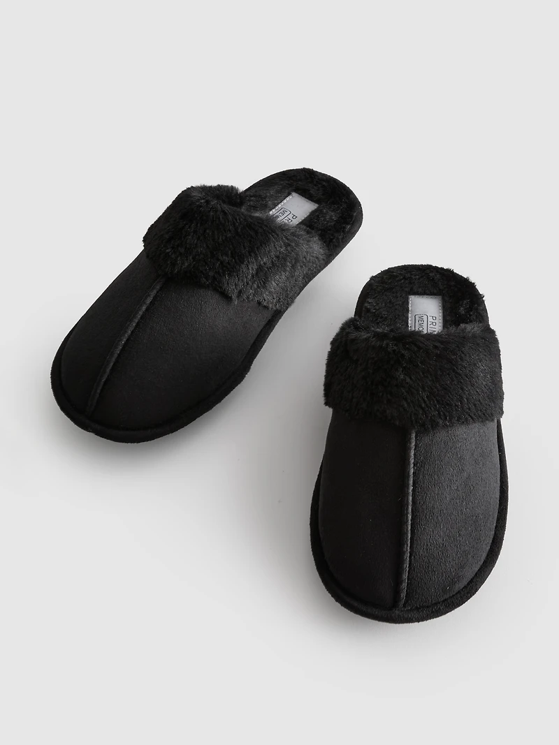 Faux Suede Mule Slippers