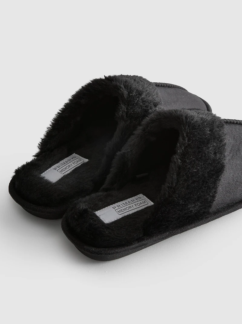 Faux Suede Mule Slippers