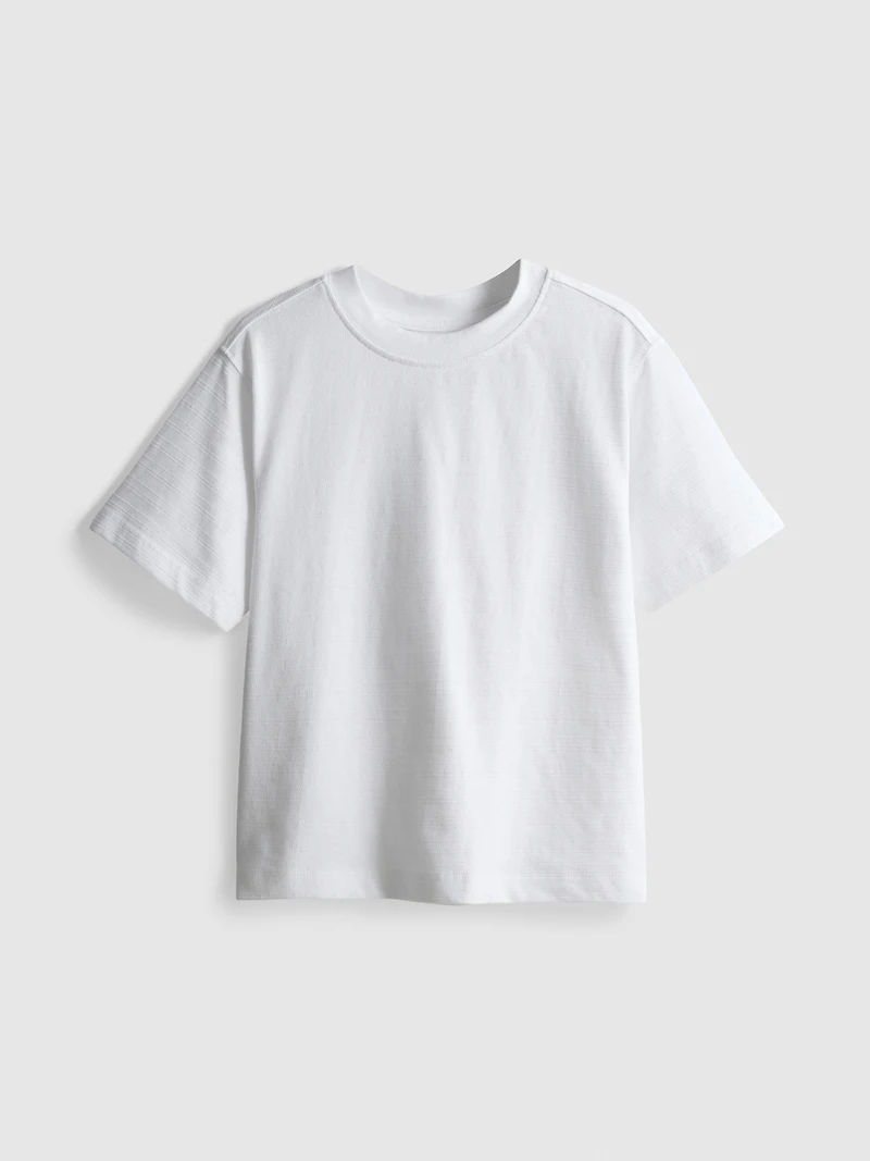 1-9yrs | Pure Cotton Stripe Textured T-Shirt