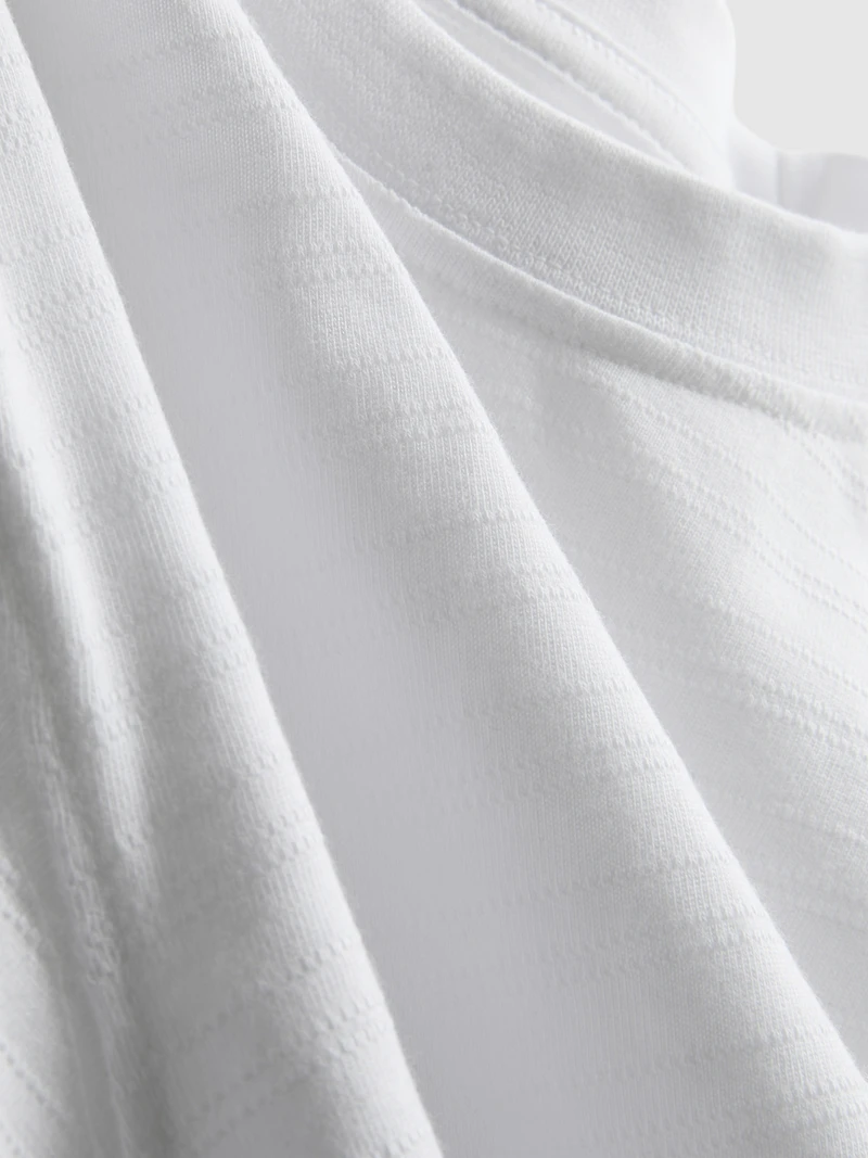 1-9yrs | Pure Cotton Stripe Textured T-Shirt