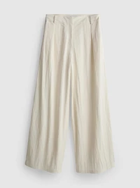 Crinkle Pleated Wide Leg Pants