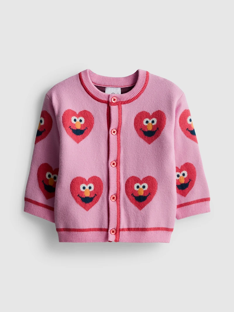 0-18mths | Sesame Street Elmo Heart Knit Cardigan