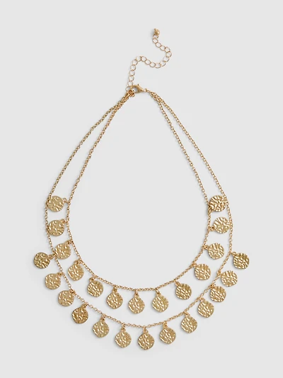 Layered Hammered Disc Necklace