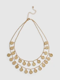 Layered Hammered Disc Necklace