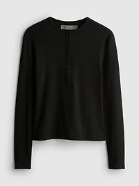 Ribbed Long Sleeve Henley Top